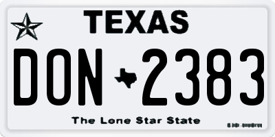 TX license plate DON2383