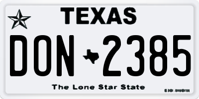TX license plate DON2385
