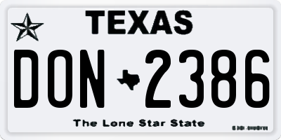 TX license plate DON2386