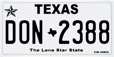 TX license plate DON2388
