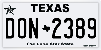 TX license plate DON2389