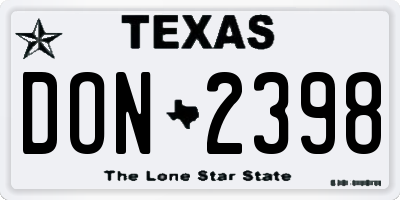 TX license plate DON2398