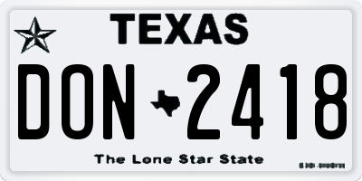 TX license plate DON2418