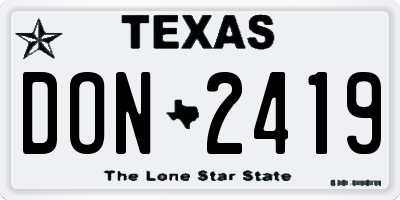 TX license plate DON2419