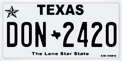 TX license plate DON2420