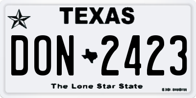 TX license plate DON2423