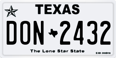 TX license plate DON2432