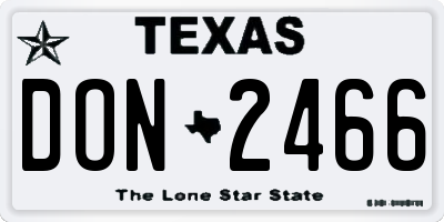TX license plate DON2466