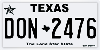 TX license plate DON2476