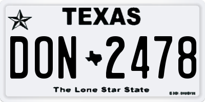 TX license plate DON2478