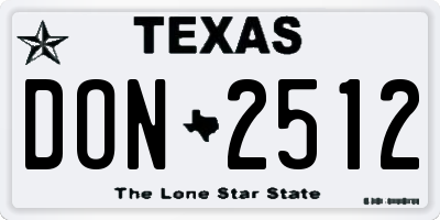 TX license plate DON2512