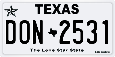 TX license plate DON2531