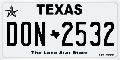 TX license plate DON2532