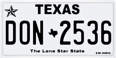TX license plate DON2536