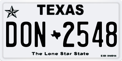 TX license plate DON2548