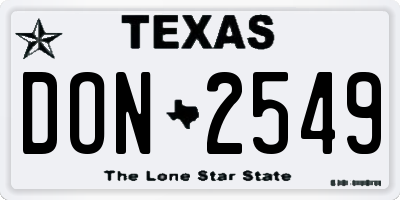 TX license plate DON2549