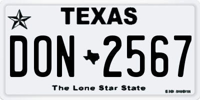 TX license plate DON2567