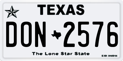 TX license plate DON2576