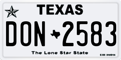TX license plate DON2583