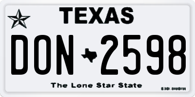 TX license plate DON2598