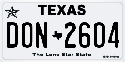 TX license plate DON2604