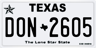 TX license plate DON2605