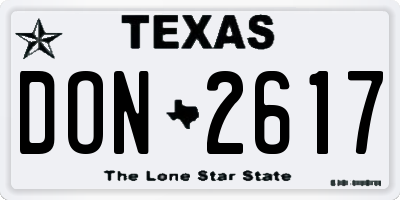 TX license plate DON2617