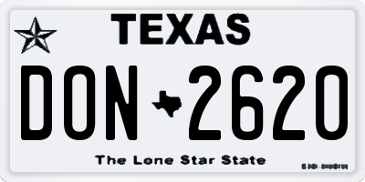 TX license plate DON2620