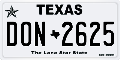 TX license plate DON2625