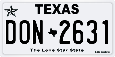 TX license plate DON2631