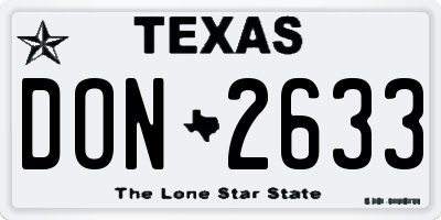 TX license plate DON2633