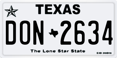 TX license plate DON2634