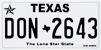 TX license plate DON2643