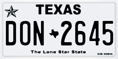 TX license plate DON2645