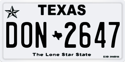 TX license plate DON2647