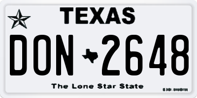TX license plate DON2648
