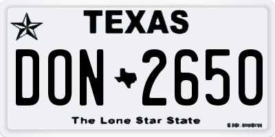TX license plate DON2650