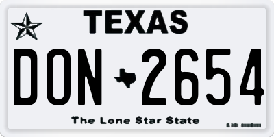 TX license plate DON2654