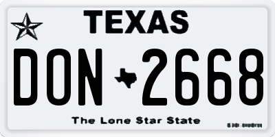TX license plate DON2668