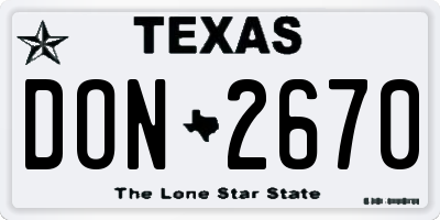 TX license plate DON2670