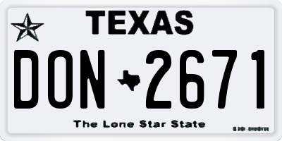 TX license plate DON2671