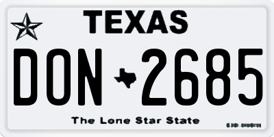 TX license plate DON2685