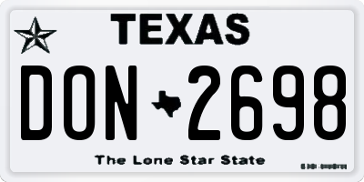 TX license plate DON2698