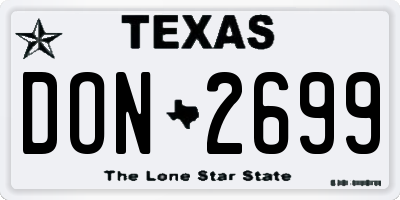 TX license plate DON2699