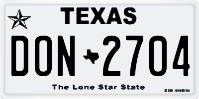 TX license plate DON2704