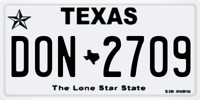 TX license plate DON2709