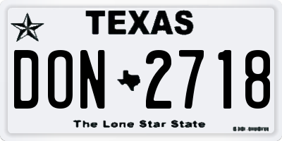 TX license plate DON2718