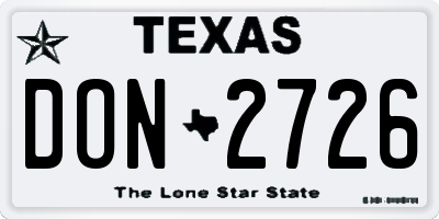 TX license plate DON2726