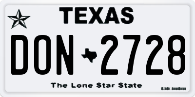 TX license plate DON2728