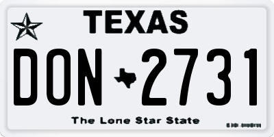 TX license plate DON2731